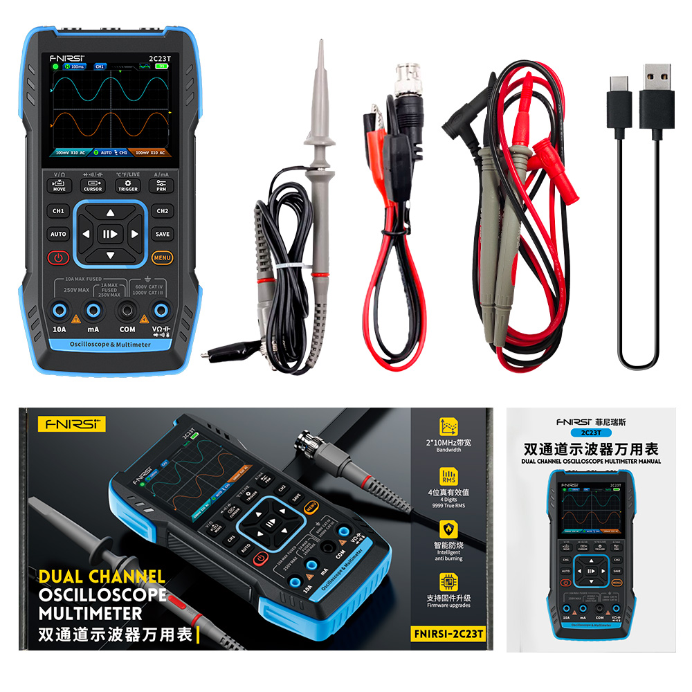 2C23T 3-in-1 Digital Oscillosc - Fnirsi Digital Oscilloscope Handheld ulasan dan harga